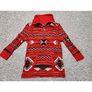 Lauren Ralph Lauren Active Aztec Red Quarter Zip 3/4 Sleeve Thermal Top Large